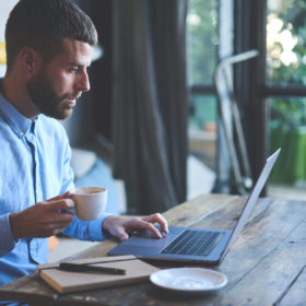 man working on laptop